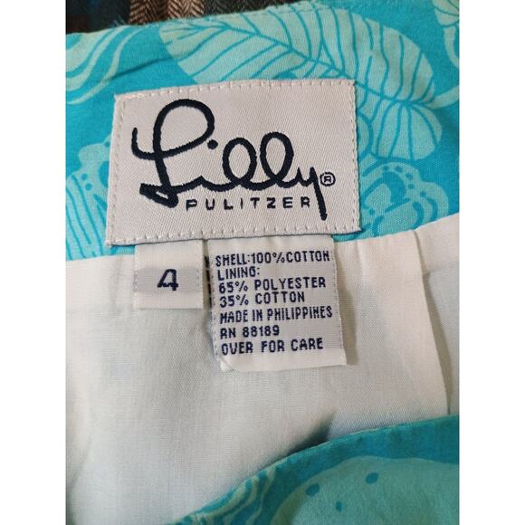 Lilly Pulitzer Skirt Women's 4 Blue Floral Hawaiian Tropical Beachy Summer Girl - Picture 3 of 5